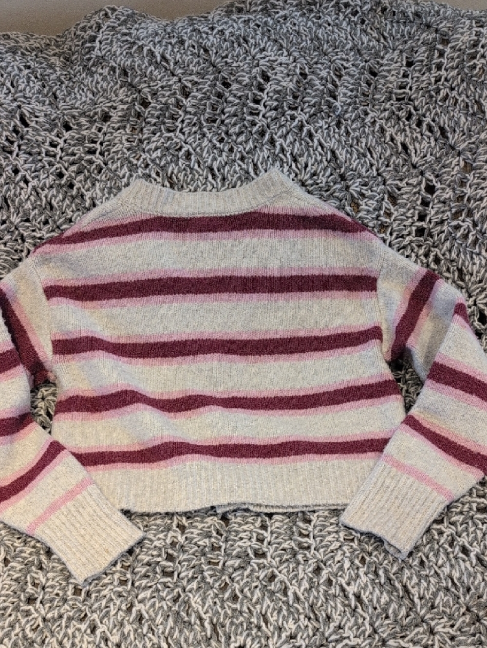 331 - Wild Skye Striped Cardigan, Knit Cozy Coquette Vibes, Heart Shaped Buttons - Picture 4 of 7